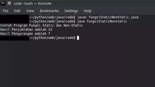 fungsi static dan non static java